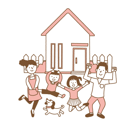 4人家族と犬