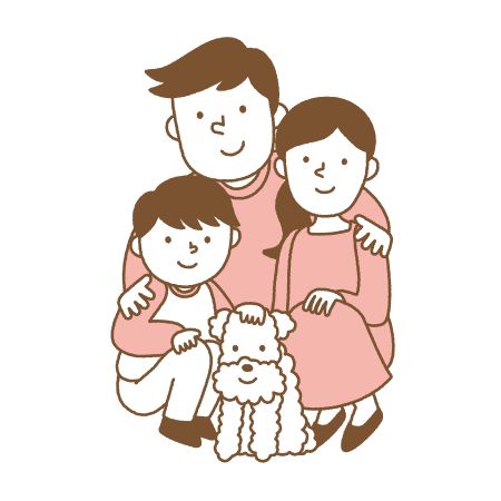 3人家族と犬