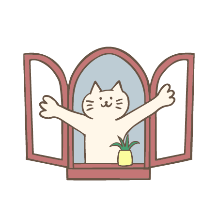 窓を開ける猫