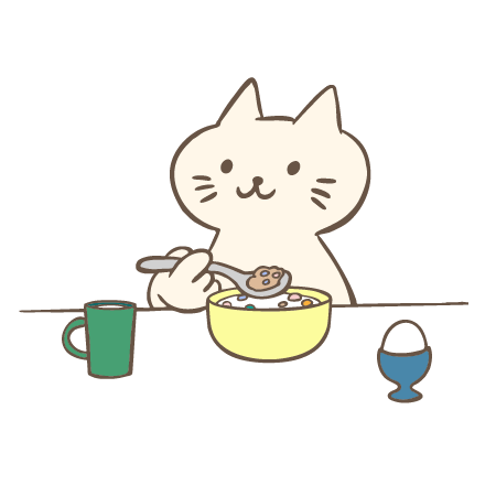 ご飯を食べる猫