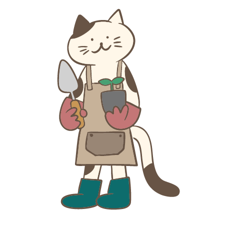ガーデニングをする猫