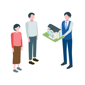 ハウスメーカーの営業マンと話を聞く夫婦